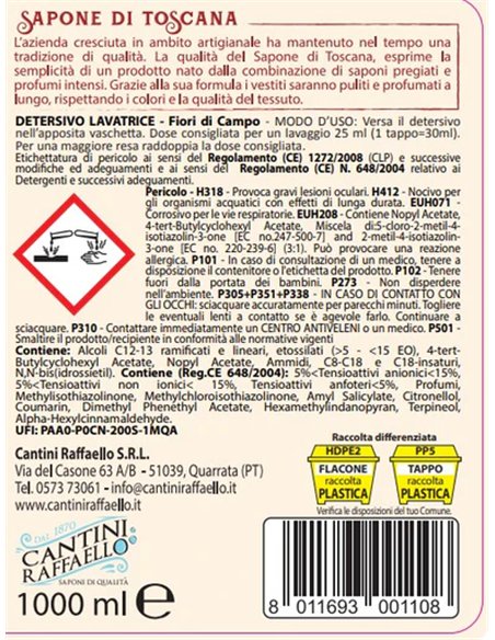 DETERSIVO LIQUIDO BUCATO LAVATRICE FIORI DI CAMPO 40 LAVAGGI 