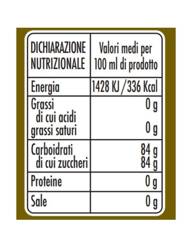 Sciroppo Fiori di Sambuco Primia 500 ml - valori nutrizionali
