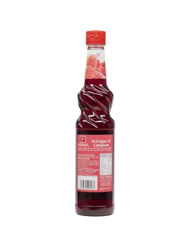 Sirop de framboise Primia 500 ml - dos avec ingrédients
