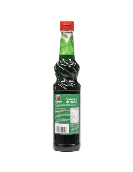 Minzsirup Primia 500 ml - Rückseite mit Zutaten