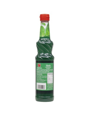Sirop de menthe Zero Primia 500 ml - dos avec ingrédients