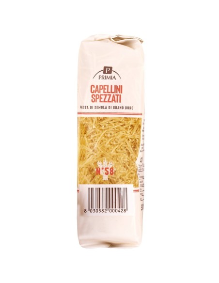Capellini spezzati n. 58 500 g Primia, lato con codice a barre