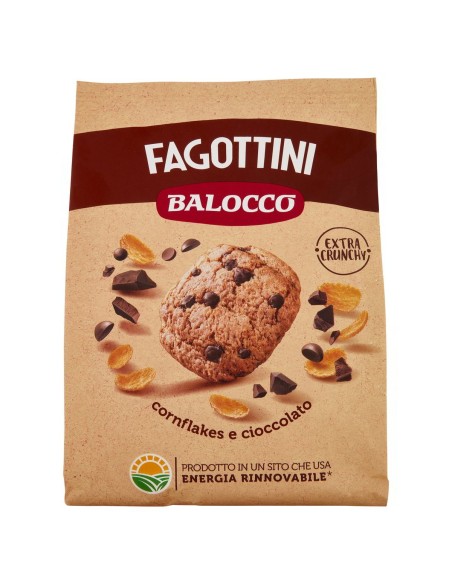 Biscotti Fagottini con Cornflakes e Gocce di Cioccolato 700 g Balocco, fronte