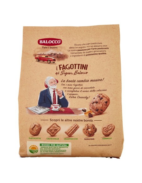 Biscotti Fagottini con Cornflakes e Gocce di Cioccolato 700 g Balocco, retro
