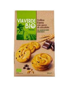 Frollini al farro con gocce di cioccolato bio 300 g Via Verde Bio Primia, fronte