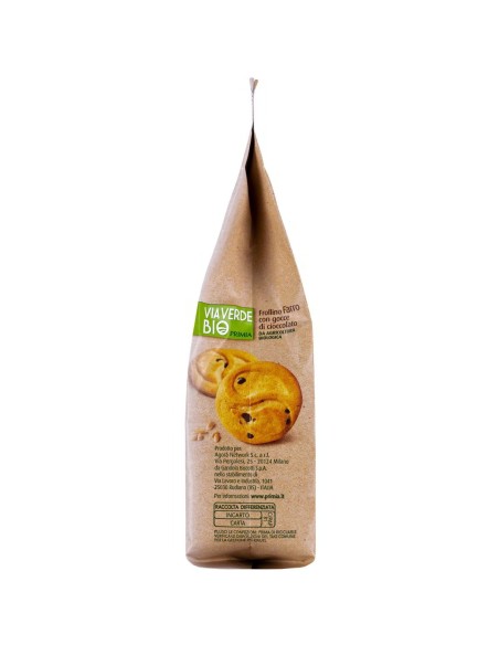 Frollini al farro con gocce di cioccolato bio 300 g Via Verde Bio Primia, Seite mit Hersteller