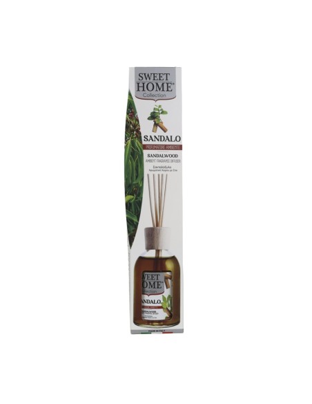 Profumatore ambiente con bastoncini Sandalo 100 ml Sweet Home, fronte