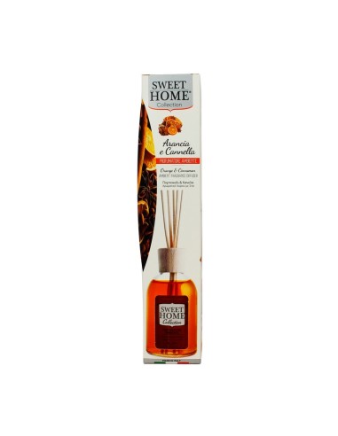 Profumatore ambiente con bastoncini Arancia e cannella 100 ml Sweet Home, fronte