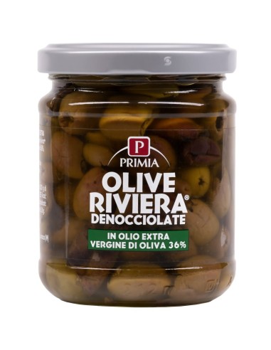 Olive denocciolate in olio extra vergine di oliva 180 g Primia, fronte