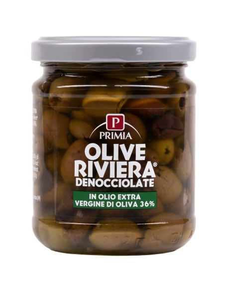 Olive denocciolate in olio extra vergine di oliva 180 g Primia, fronte