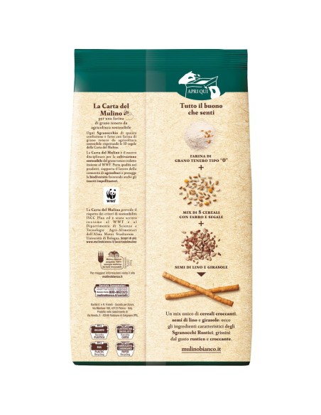 Grissini Sgranocchi rustici con farro, segale e semi 200 g Barilla Mulino Bianco, altra vista