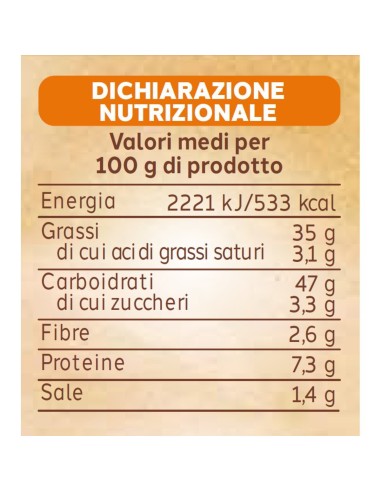 Crostini snack 150 g Primia, retro con valori nutrizionali