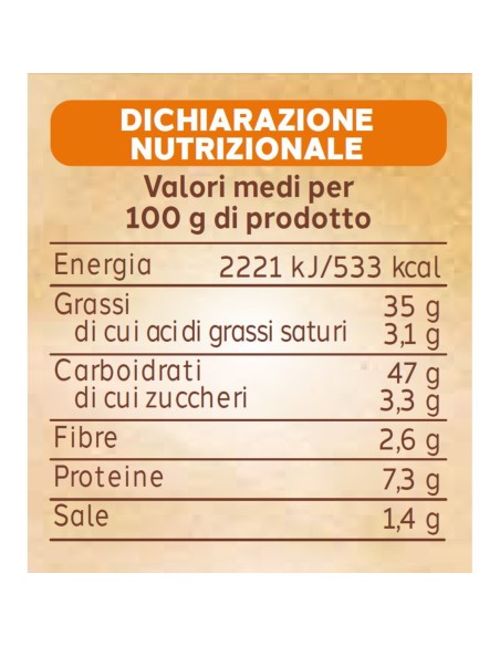 Crostini snack 150 g Primia, retro con valori nutrizionali