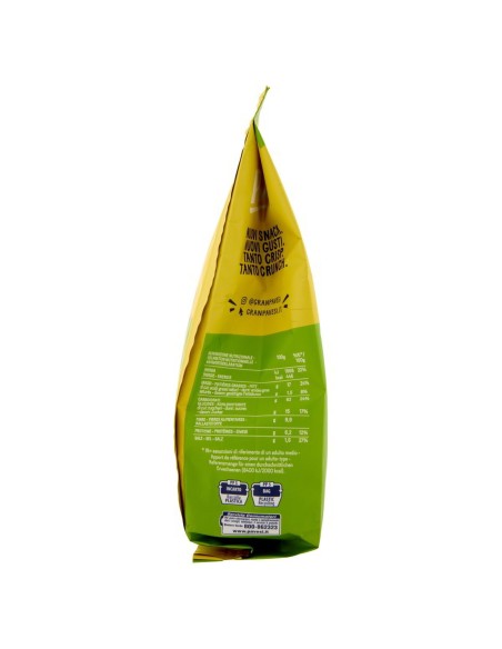 Sfoglie Crispy pepe e lime 150 g Gran Pavesi, lato con valori nutrizionali