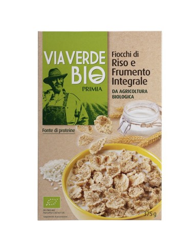 Fiocchi di riso e frumento integrale 375 g Via Verde Bio Primia, Vorderseite