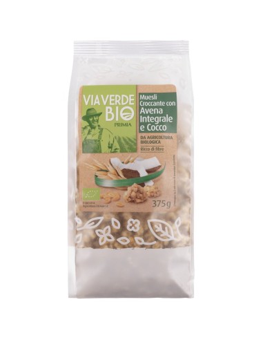 Muesli croccante con avena integrale e cocco 375 g Via Verde Bio Primia, Vorderseite