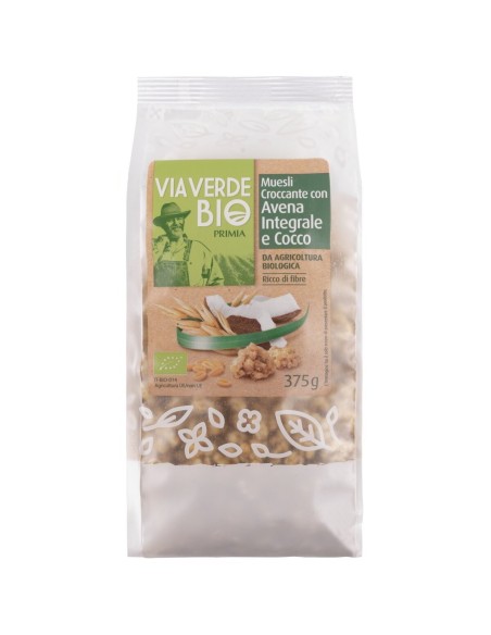 Muesli croccante con avena integrale e cocco 375 g Via Verde Bio Primia, Vorderseite