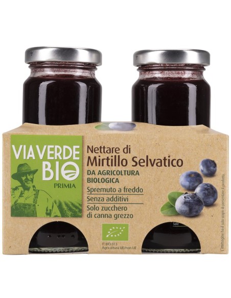 Nettare di mirtillo selvatico 2 x 200 ml Bio Primia, face avant