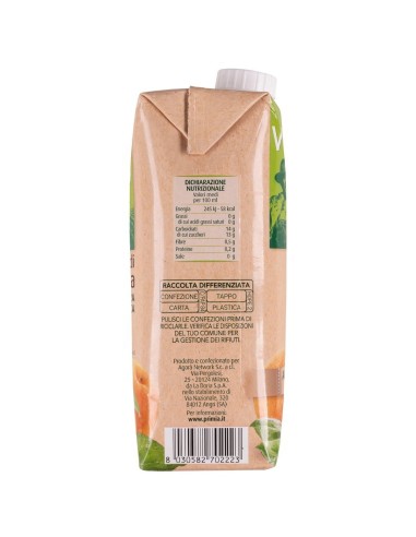 Nettare di albicocca 750 ml Via Verde Bio Primia, Seite mit Nährwerte, Hersteller und Strichcode