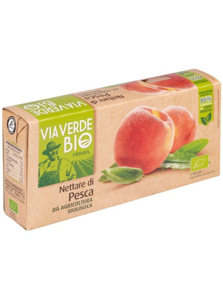 Nettare di pesca 3 x 200 ml Via Verde Bio Primia, Vorderseite