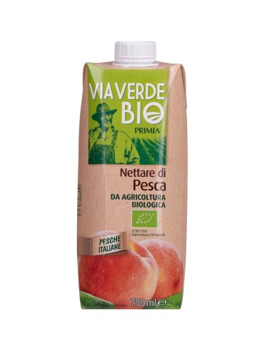 Nettare di pesca 750 ml Via Verde Bio Primia, Vorderseite