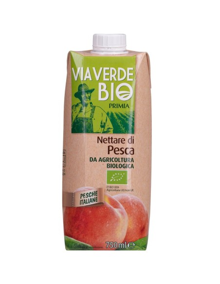 Nettare di pesca 750 ml Via Verde Bio Primia, Vorderseite