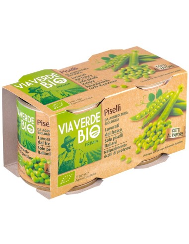 Piselli bio cotti al vapore 2 x 140 g Via Verde Bio Primia, weitere Ansicht