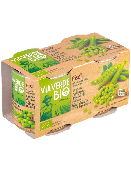 Piselli bio cotti al vapore 2 x 140 g Via Verde Bio Primia, weitere Ansicht
