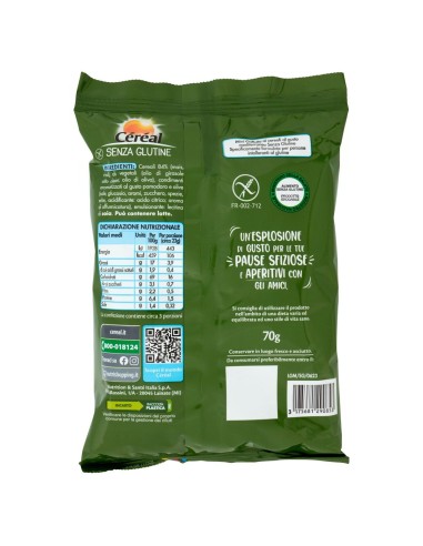 Gallettine gusto mediterraneo 70 g Céréal, dos avec ingrédients, valeurs nutritionnelles, fabricant, code-barres et conservation