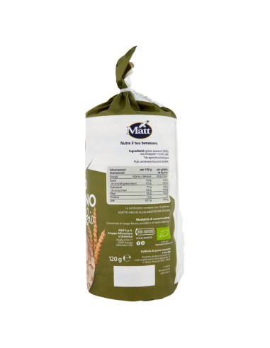 Gallette di grano saraceno e riso bio 120 g Matt, côté avec ingrédients, valeurs nutritionnelles, fabricant et conservation