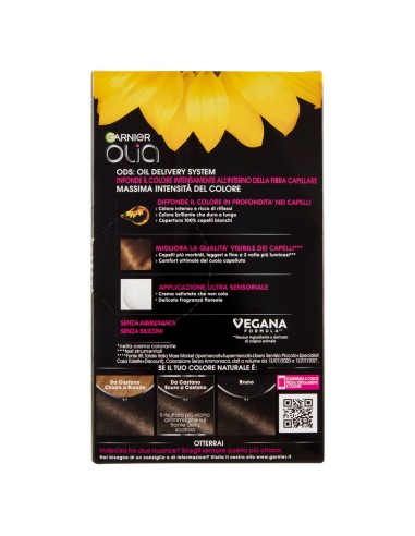 GARNIER – Colorazione permanente per capelli Olia Castano 5.0 – retro confezione