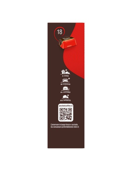 Pocket Coffee Espresso Classico 18 pezzi 225 g Pocket Coffee, côté avec conservation