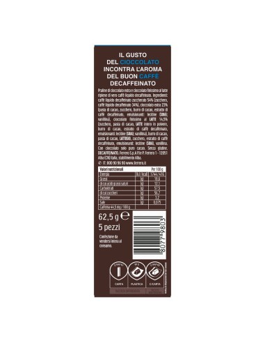 Pocket Coffee Espresso Decaffeinato 5 pezzi 62,5 g Pocket Coffee, dos avec ingrédients, valeurs nutritionnelles, fabricant et co