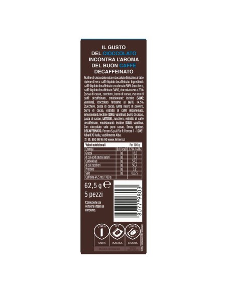 Pocket Coffee Espresso Decaffeinato 5 pezzi 62,5 g Pocket Coffee, dos avec ingrédients, valeurs nutritionnelles, fabricant et co