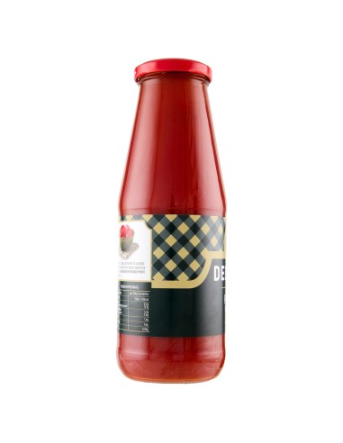 Passata vellutata 700 g Delverde, lato con valori nutrizionali