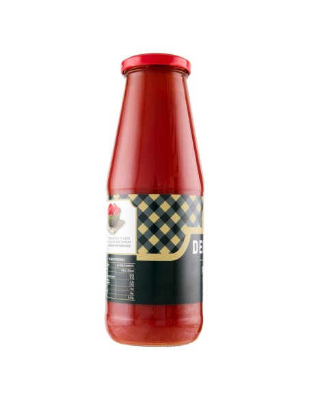 Passata vellutata 700 g Delverde, lato con valori nutrizionali