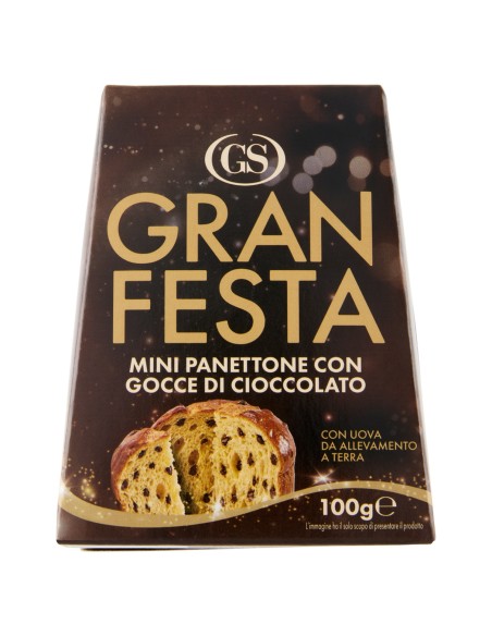Mini Panettone Gran Festa con Gocce di Cioccolato 100 g Gs, face avant