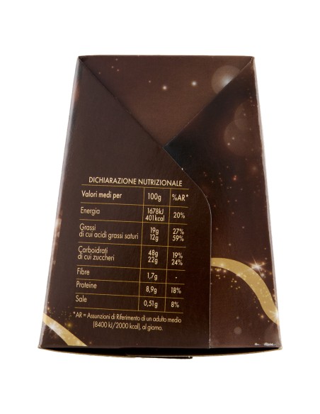 Mini Panettone Gran Festa con Gocce di Cioccolato 100 g Gs, côté avec valeurs nutritionnelles